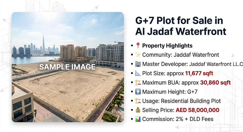 G+7 Plot for Sale in Al Jadaf Waterfront