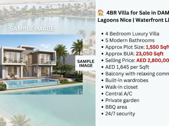 4BR Villa for Sale in DAMAC Lagoons Nice | Waterfront Living