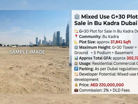 Mixed Use G+30 Plot for Sale in Bu Kadra Dubai