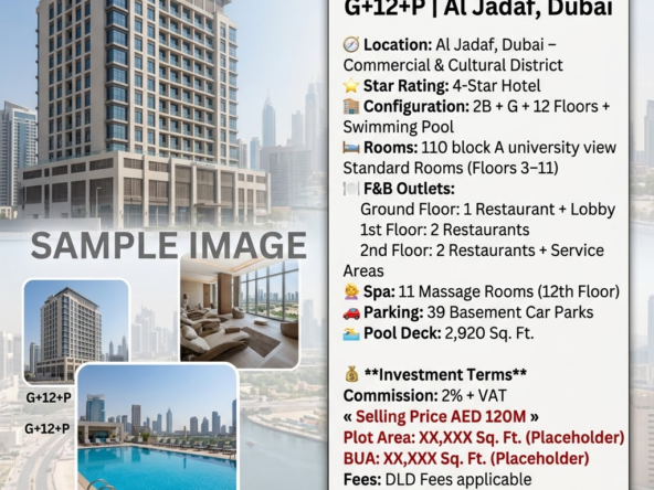 4-Star Hotel for Sale | G+12+P | Al Jadaf, Dubai