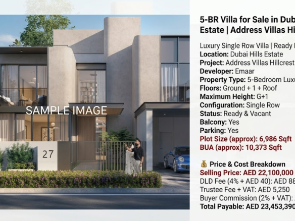 5-BR Villa for Sale in Dubai Hills Estate | Address Villas Hillcrest