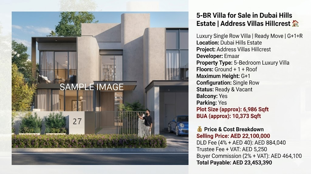 5-BR Villa for Sale in Dubai Hills Estate | Address Villas Hillcrest