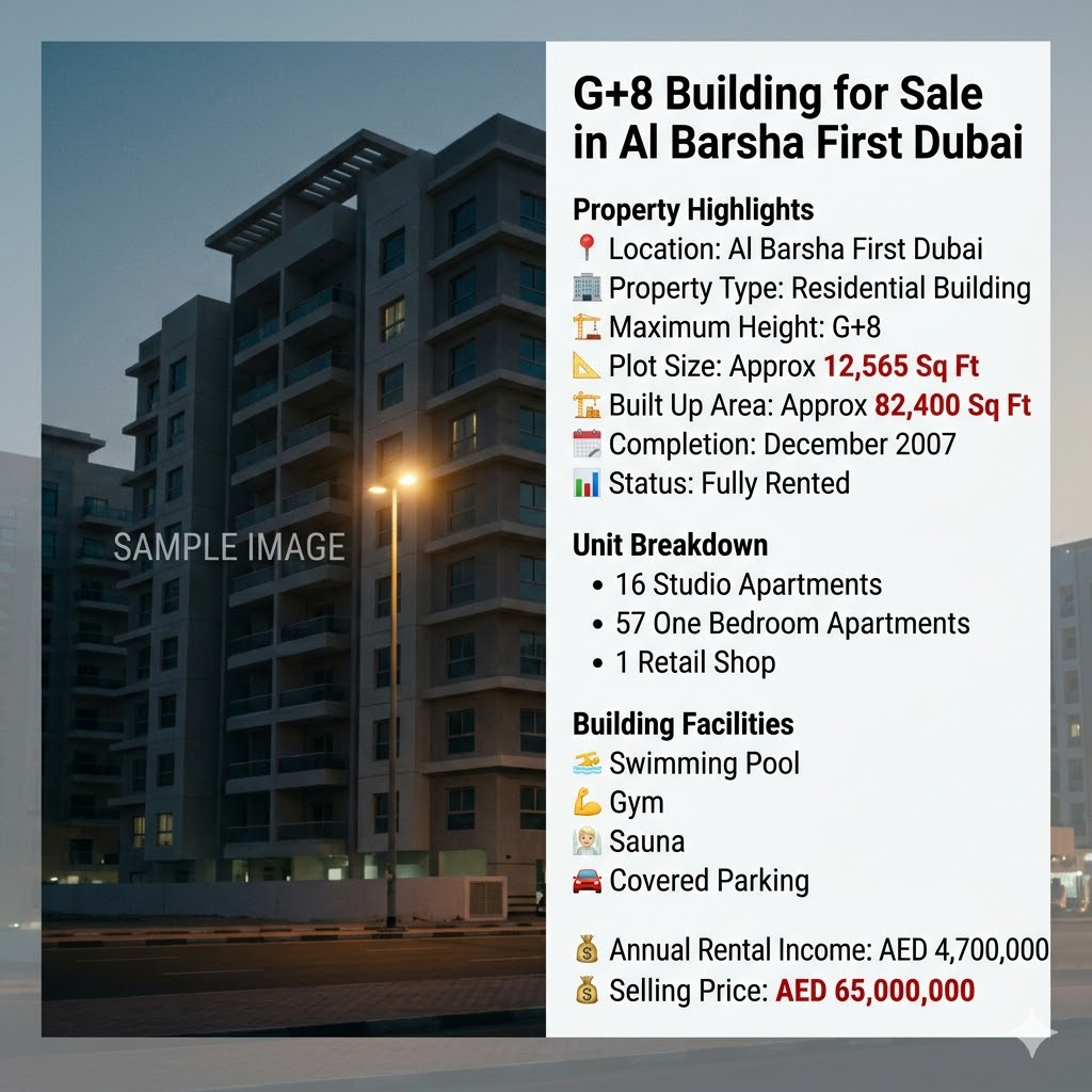 G+8 Building for Sale in Al Barsha First | Dubai