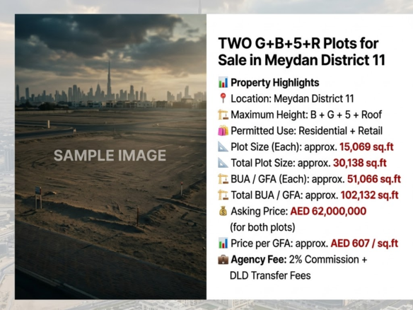 TWO G+B+5+R Plots for Sale in Meydan District 11