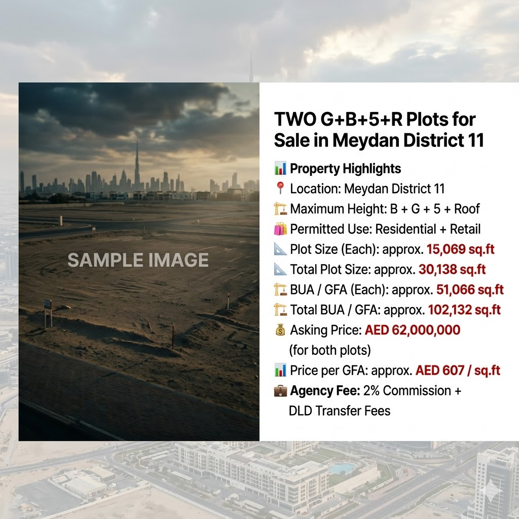 TWO G+B+5+R  Plots for Sale in Meydan District 11