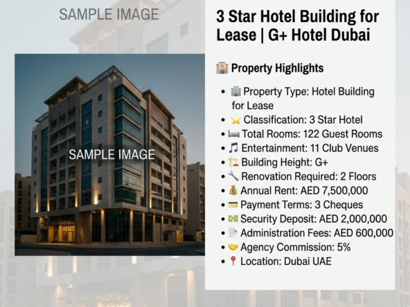 3 Star Hotel Building for Lease | G+ Hotel Dubai