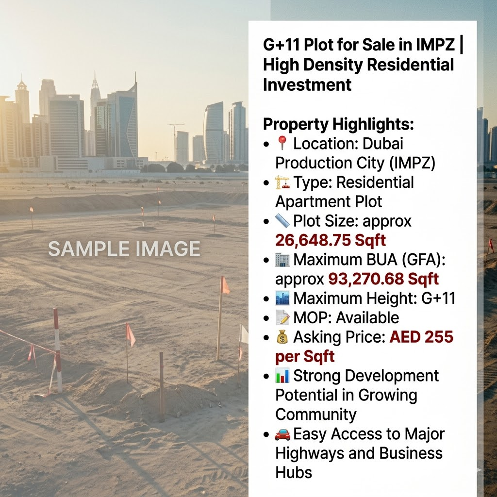 G+11 Plot for Sale in IMPZ | High Density Residential Investment