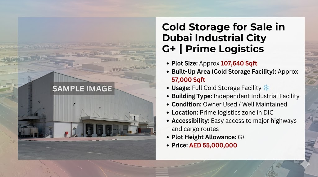 Cold Storage for Sale in Dubai Industrial City G+ | Prime Logistics