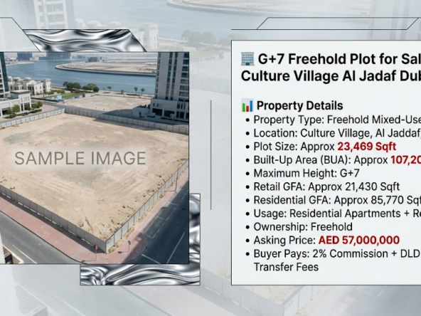 G+7 Freehold Plot for Sale in Culture Village Al Jadaf Dubai