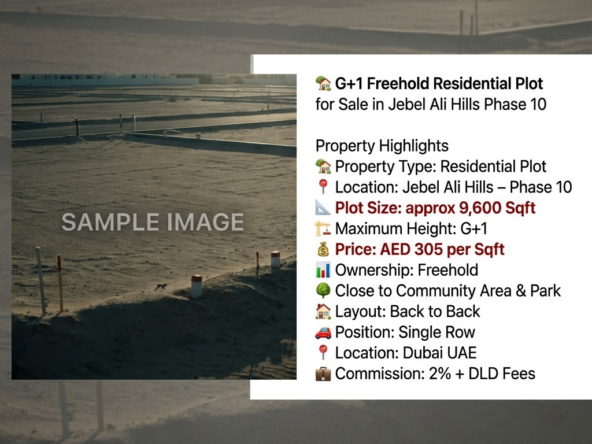 G+1 Freehold Residential Plot for Sale in Jebel Ali Hills Phase 10