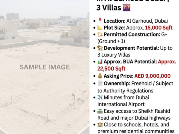 G+1 Plot for Sale in Al Garhoud Dubai | 3 Villas