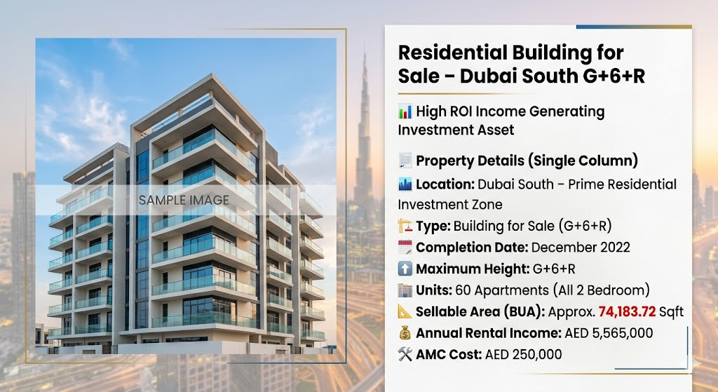 Residential Building for Sale – Dubai South G+6+R