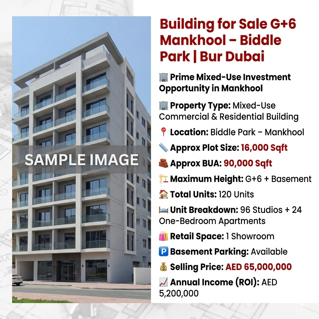 Building for Sale G+6 Mankhool – Biddle Park | Bur Dubai