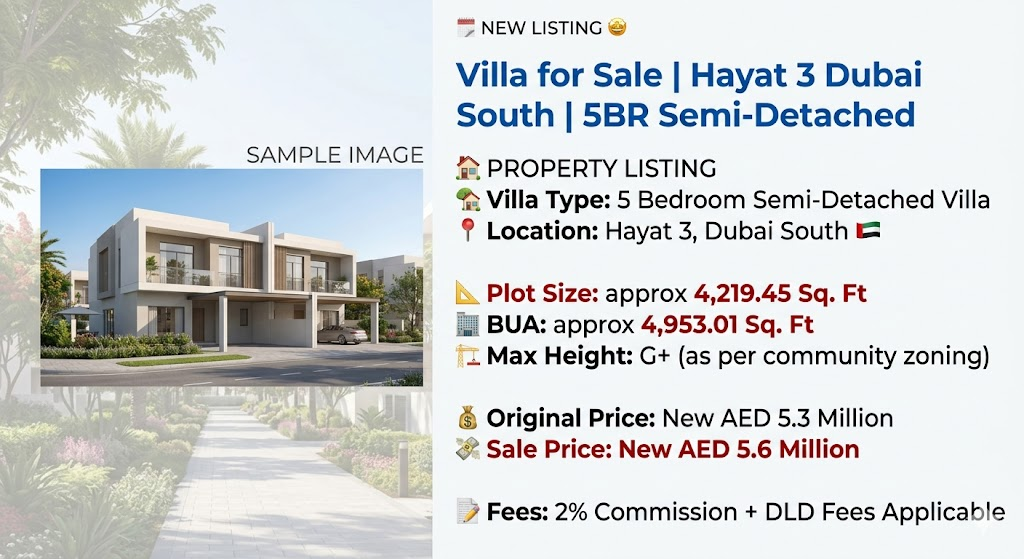 Villa for Sale | Hayat 3 Dubai South | 5BR Semi-Detached