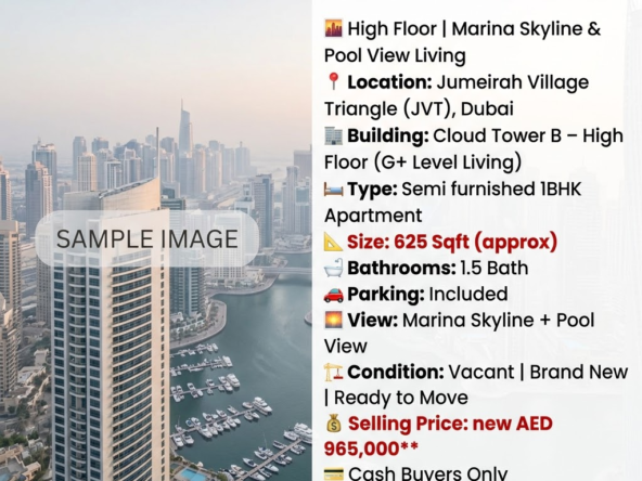 Modern 1BHK for Sale | Cloud Tower B – JVT Dubai