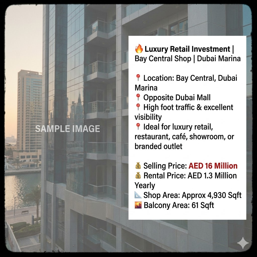 🔥 Luxury Retail Investment | Bay Central Shop | Dubai Marina