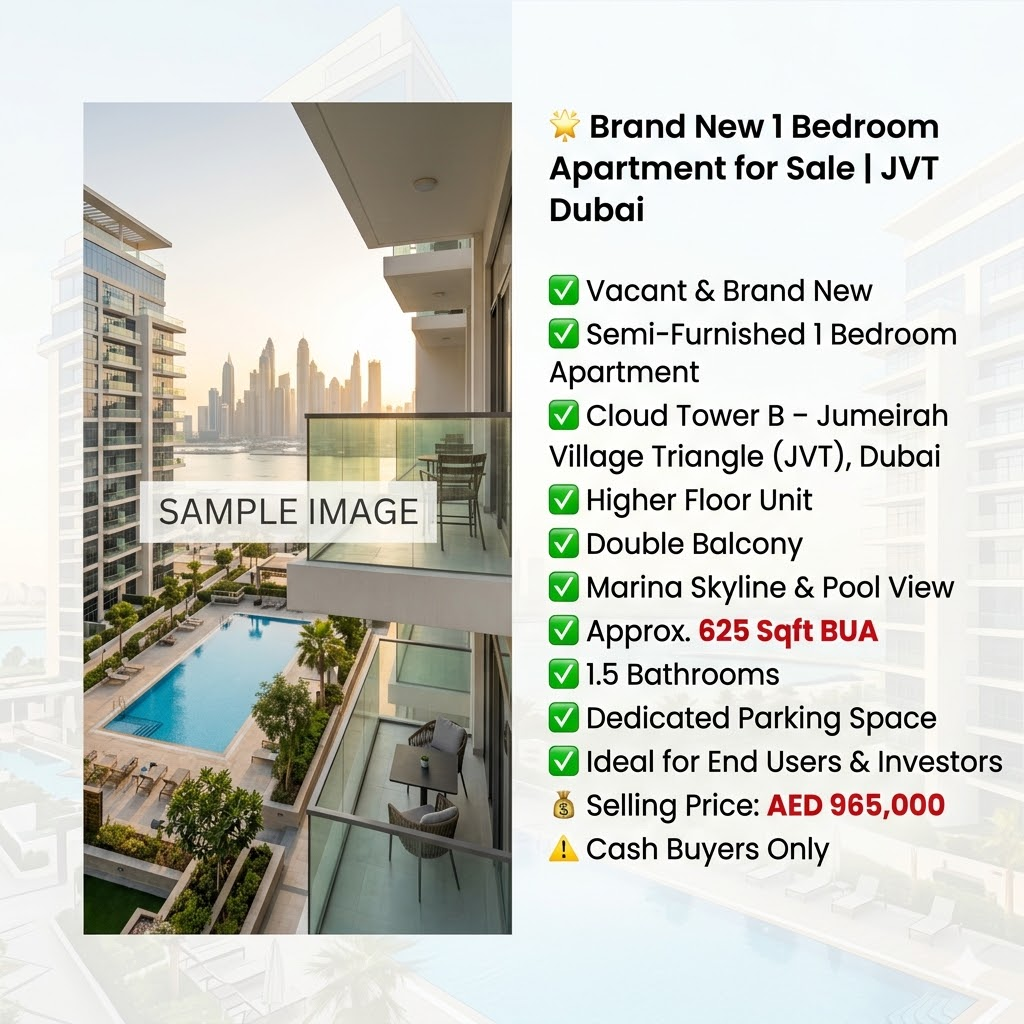 🌟 Brand New 1 Bedroom Apartment for Sale | JVT Dubai