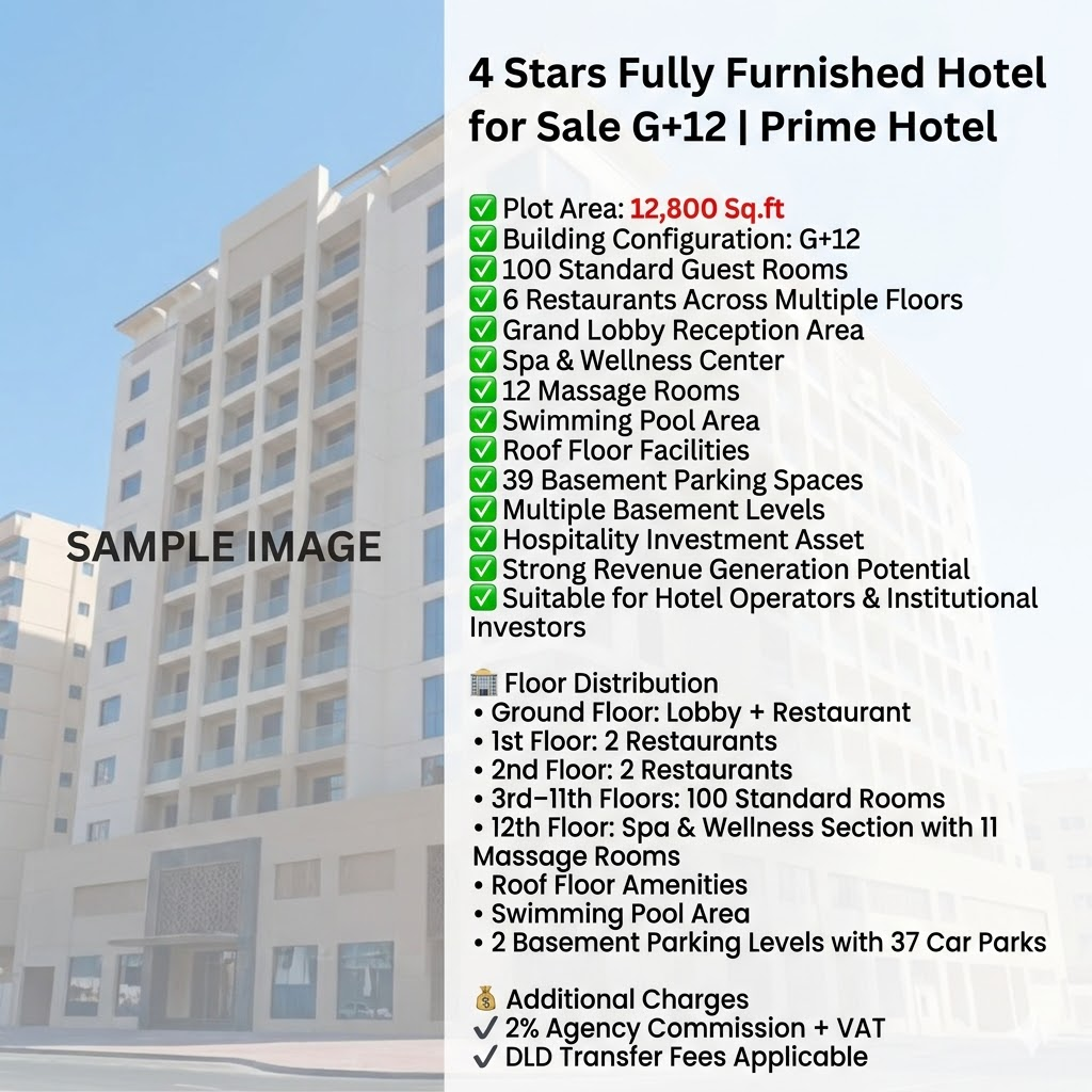 4 Stars Fully Furnished Hotel for Sale G+12 | Prime Hotel