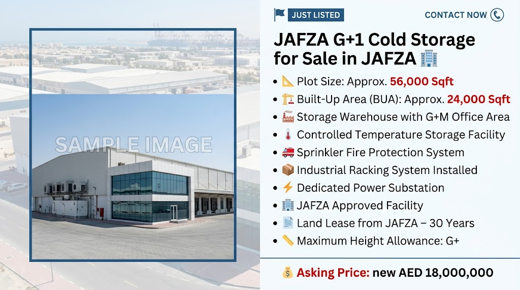 JAFZA G+1 Cold Storage for Sale in JAFZA