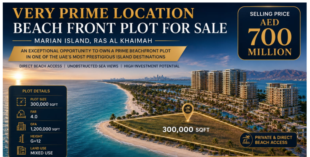 Beachfront G+12 Plot for Sale | Marian Island, Ras Al Khaimah