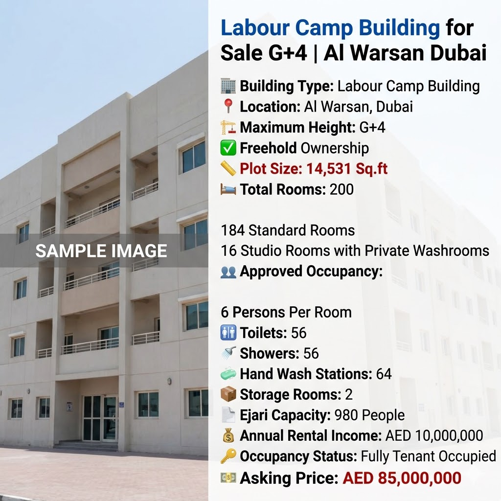 Labour Camp Building for Sale G+4 | Al Warsan Dubai