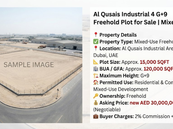 Al Qusais Industrial 4 G+9 Freehold Plot for Sale | Mixed-Use