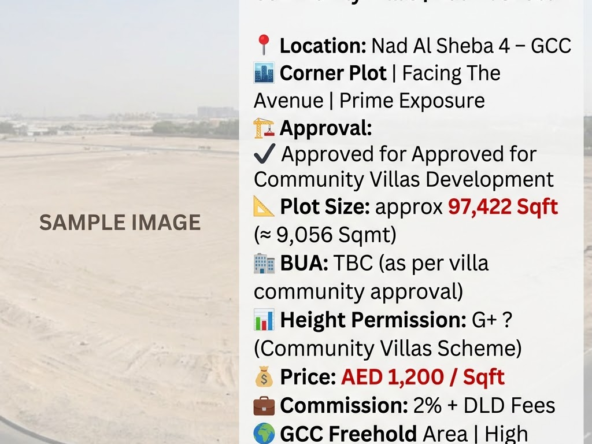 Corner G+1 Plot Approved for Community Villas | Nad Al Sheba 4