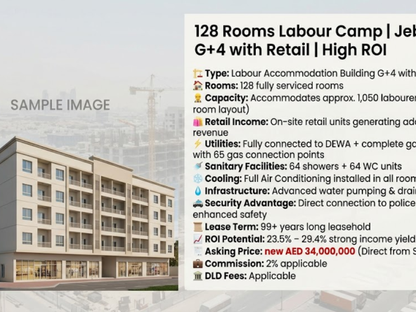 128 Rooms Labour Camp | Jebel Ali G+4 with Retail | High ROI