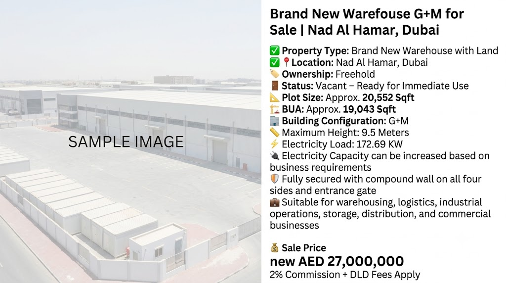  Brand New Warehouse G+M for Sale | Nad Al Hamar, Dubai