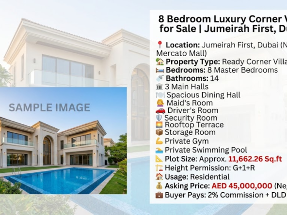 8 Bedroom Luxury Corner Villa for Sale | Jumeirah First, Dubai