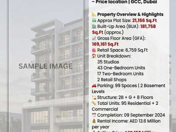 G+8 Mixed-Use Building for Sale – Price location | GCC, Dubai