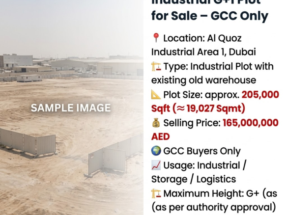 200,000 sqft Al Quoz Industrial G+1 Plot for Sale – GCC Only