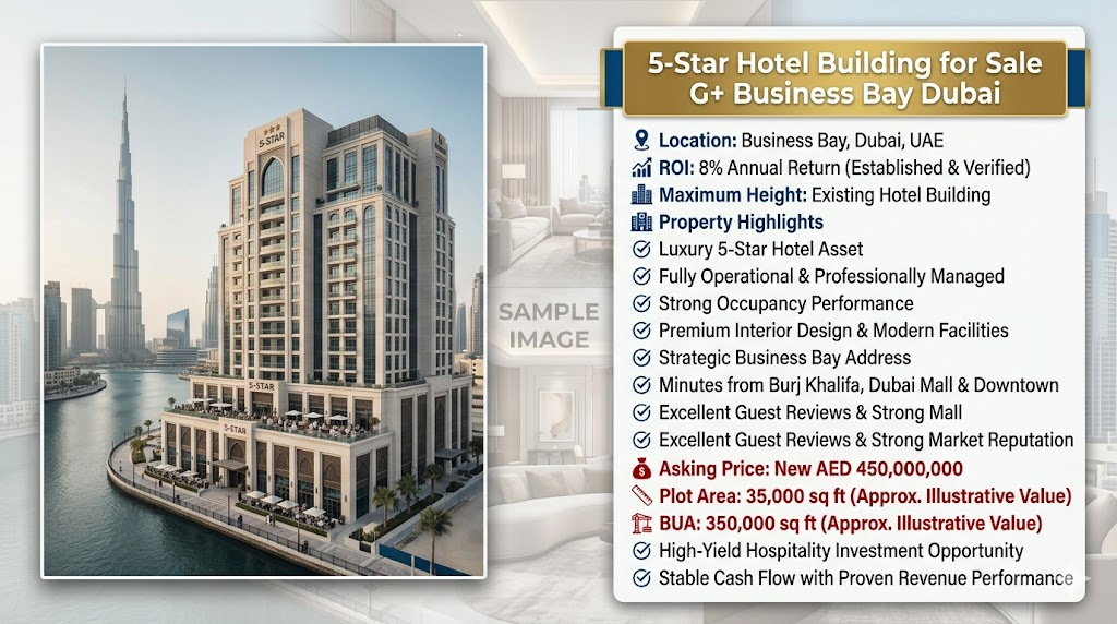 5-Star Hotel Building for Sale G+ Business Bay Dubai