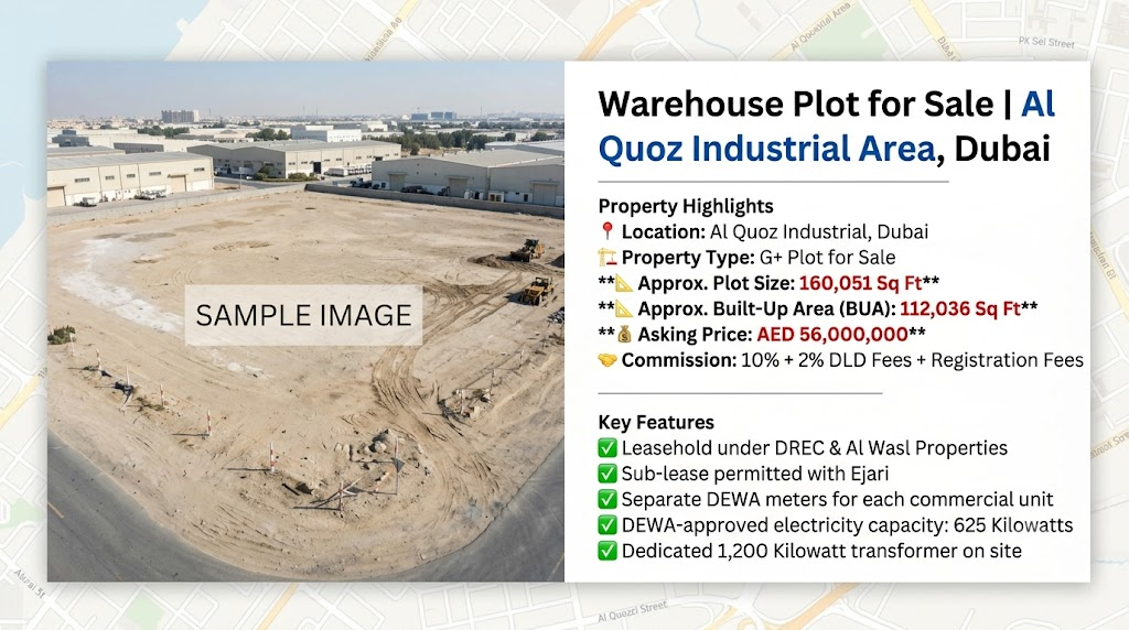 Warehouse Plot for Sale | Al Quoz Industrial Area, Dubai