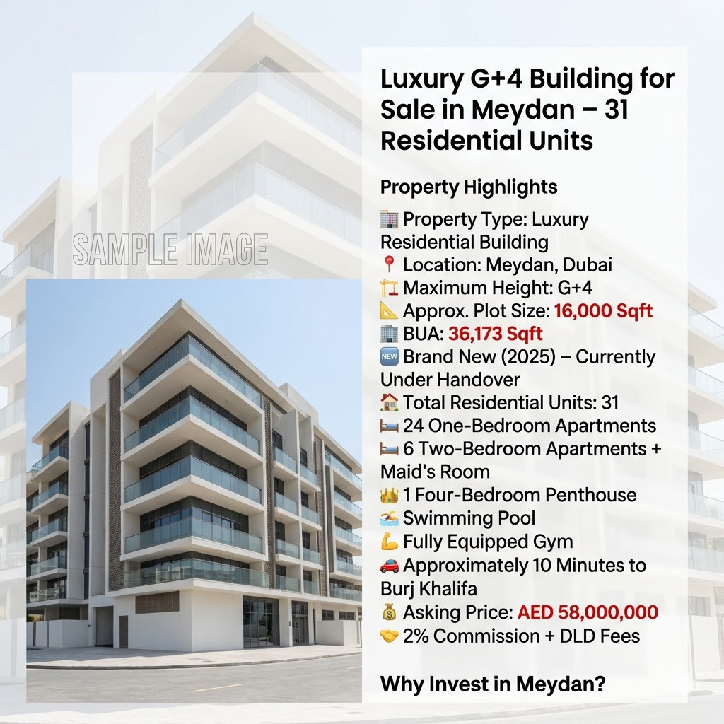 Luxury Building for Sale G+4 | Meydan, Dubai