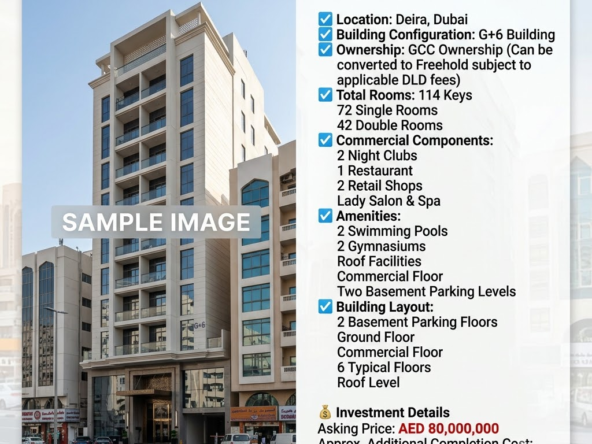 4-Star Deluxe Hotel for Sale | G+6 | Deira | | Dubai