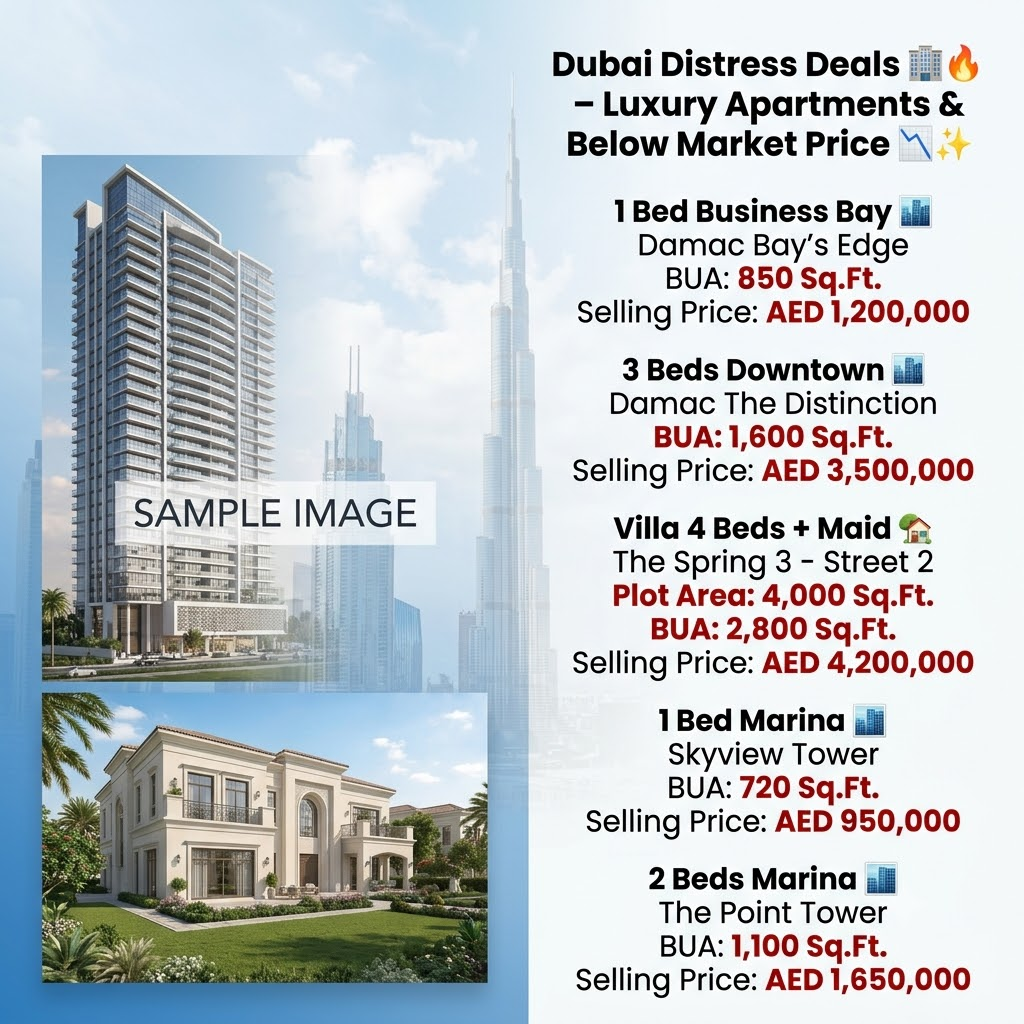 Dubai Distress Deals – Luxury Apartments &  Below Market Price