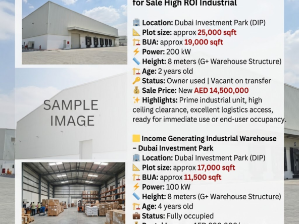 Dubai Investment Park 2 Warehouses for Sale High ROI Industrial