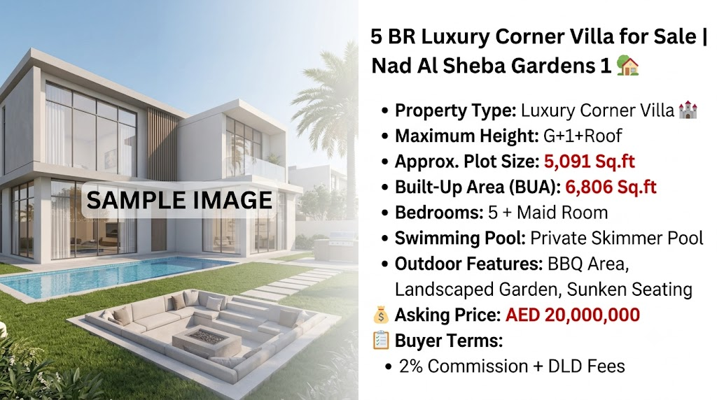 5 BR Luxury Corner Villa for Sale | Nad Al Sheba Gardens 1