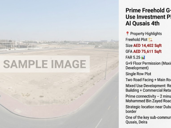 Prime Freehold G+9 Mixed Use Investment Plot – Al Qusais 4th
