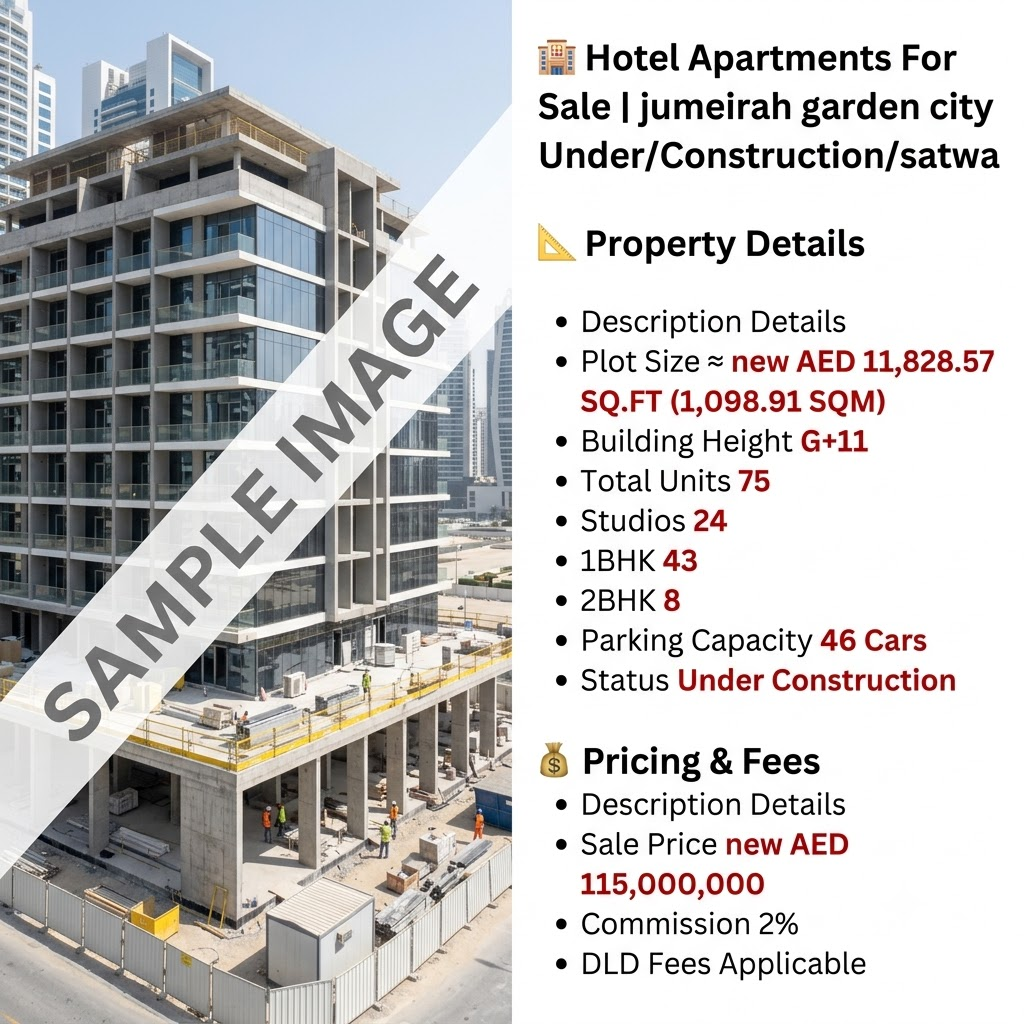 Hotel Apartments For Sale | jumeirah garden city Under/Construction/satwa