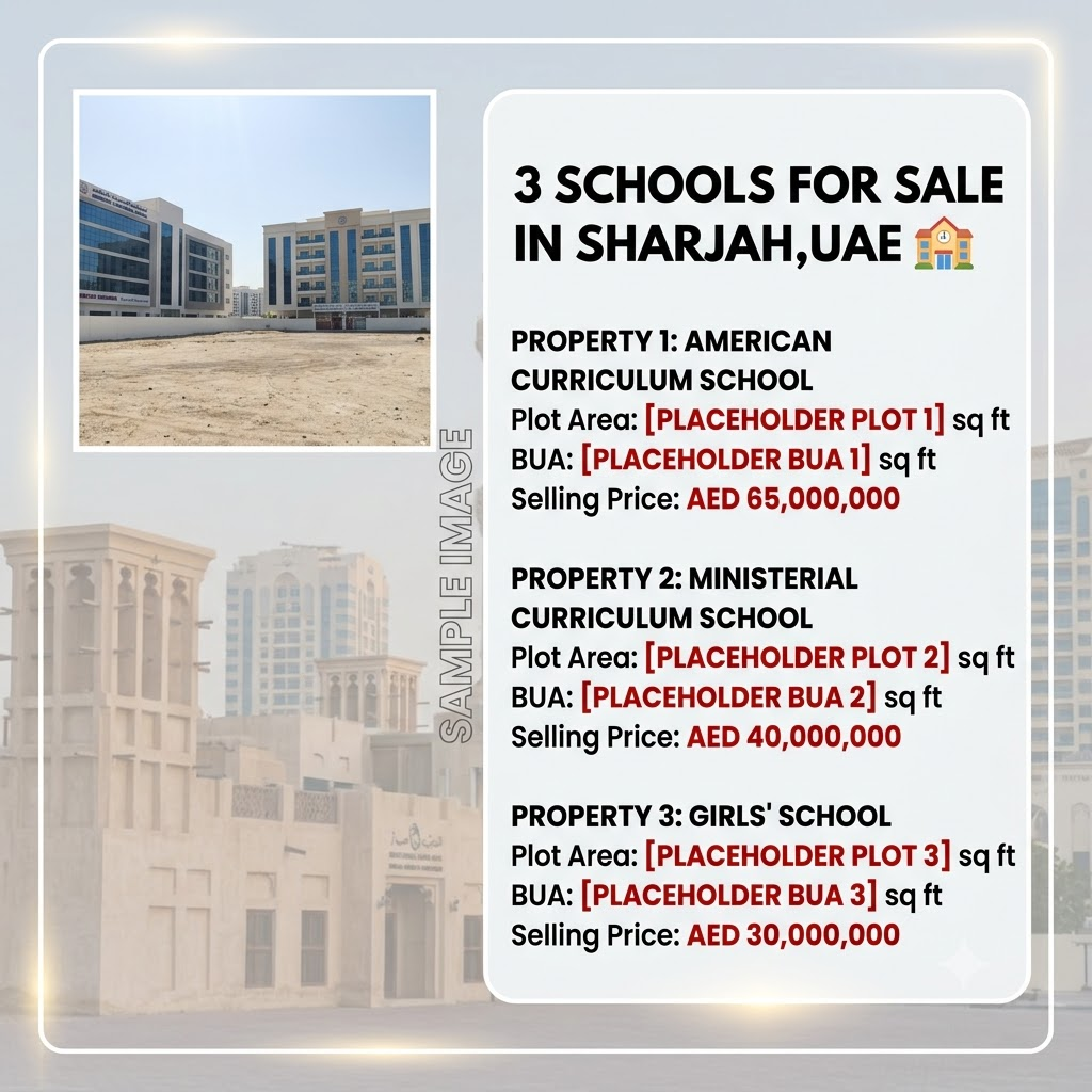 3 SCHOOLS FOR SALE IN SHARJAH,UAE