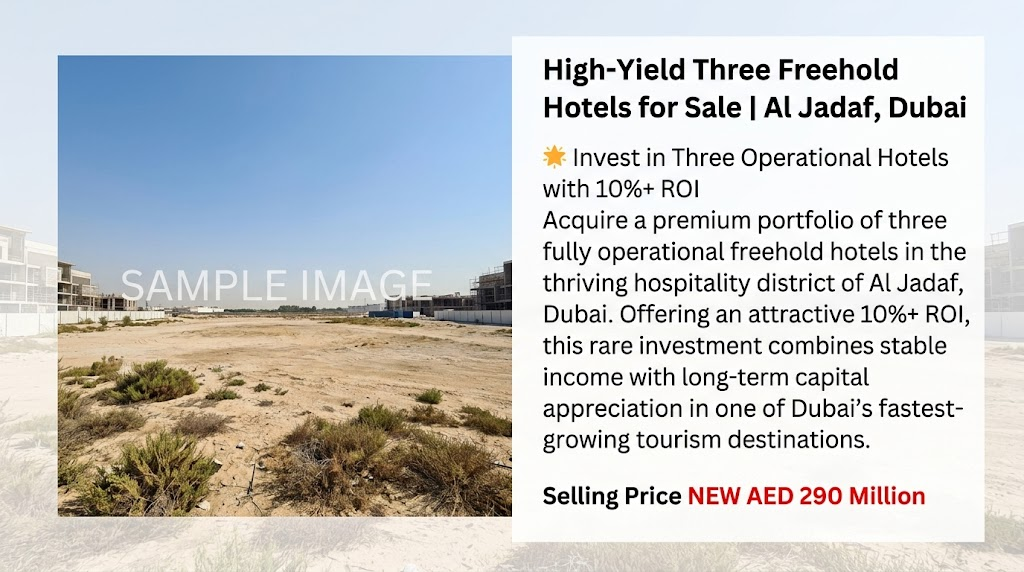 High-Yield Three Freehold Hotels for Sale | Al Jadaf, Dubai