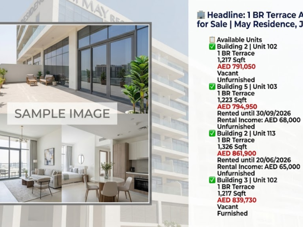 1 BR Terrace Apartment for Sale | May Residence, JVC Dubai