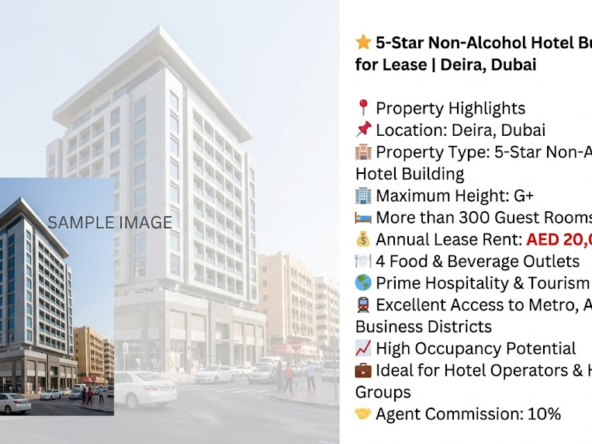 ⭐ 5-Star Non-Alcohol Hotel Building for Lease | Deira, Dubai