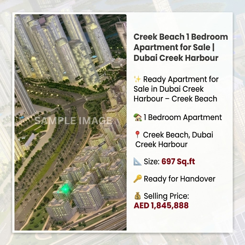 Creek Beach 1 Bedroom Apartment for Sale | Dubai Creek Harbour