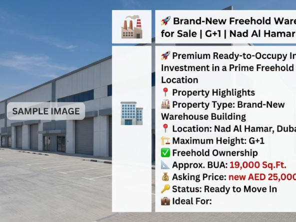 Brand-New Freehold Warehouse for Sale | G+1 | Nad Al Hamar