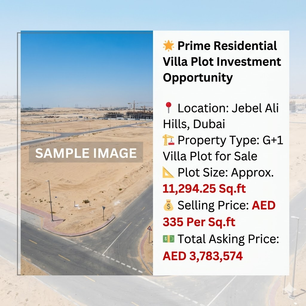 Jebel Ali Hills G+1 Villa Plot for Sale | Dubai