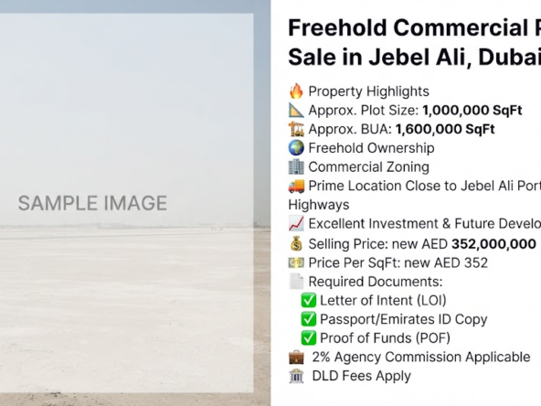Freehold Commercial Plot for Sale in Jebel Ali, Dubai