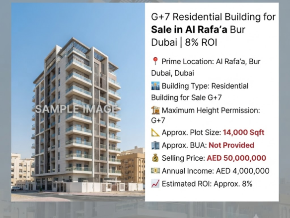 G+7 Residential Building for Sale in Al Rafa’a Bur Dubai | 8%ROI